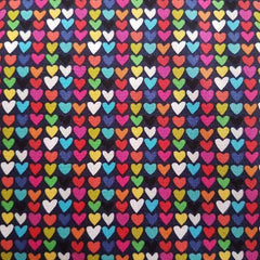 Happy Hearts on Navy by Clothworks Heart Fabric
