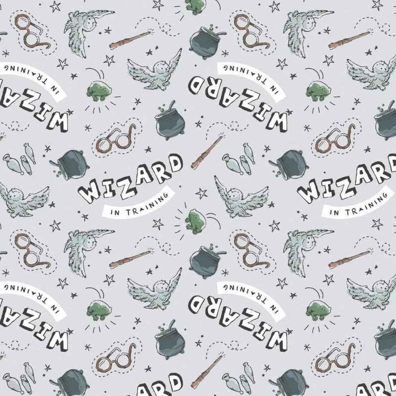 Harry Potter Fabric, Character Nursery, Wizard in Training in Grey
