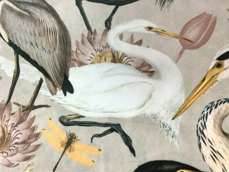 Herons Dragonflies Lotus and Cranes, Italian Velvet Deluxe