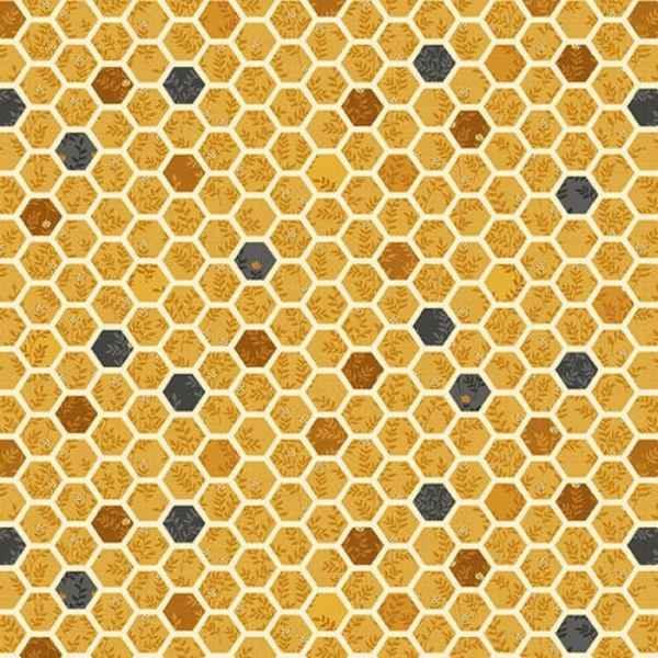 Honey Comb Texture Fabric in Gold Bloomin' Poppies Collection