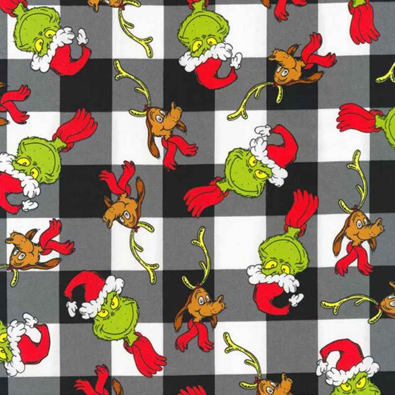 How the Grinch Stole Christmas - Grinch on Checker - Fabric Design Treasures