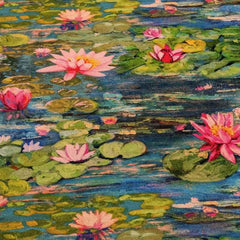 Impressionist Water Lily Cotton Canvas Fabric, Claude Monet
