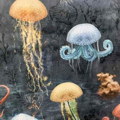 Jellyfish Dark Ocean Italian Velvet Digitally Printed