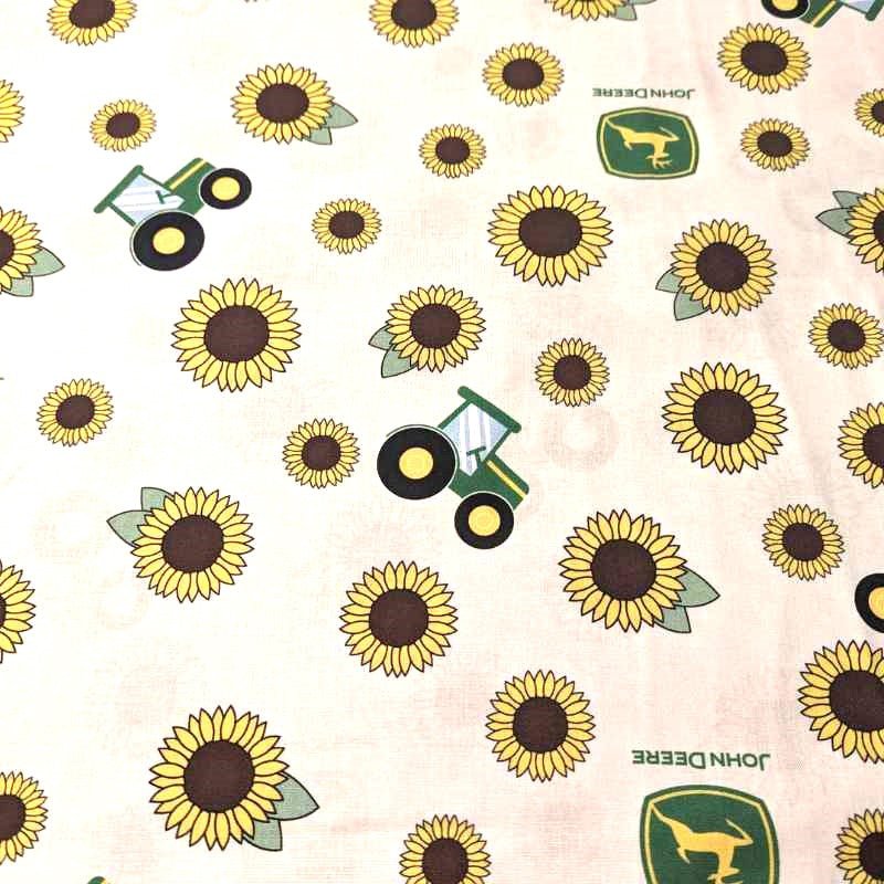 John Deere Sunflower Tractor Toss in Cream by Springs Creative