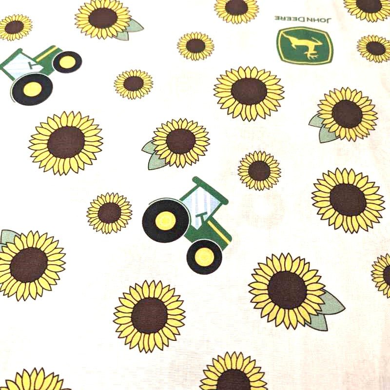 John Deere Sunflower Tractor Toss in Cream by Springs Creative