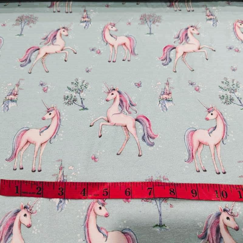 KNIT Poppy Jersey Fabric Unicorn Paradise Blue