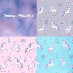 KNIT Poppy Jersey Fabric Unicorn Paradise Grey