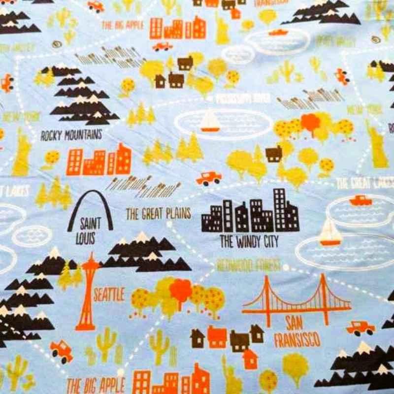 Landmarks, Famous US City FLANNEL fabric