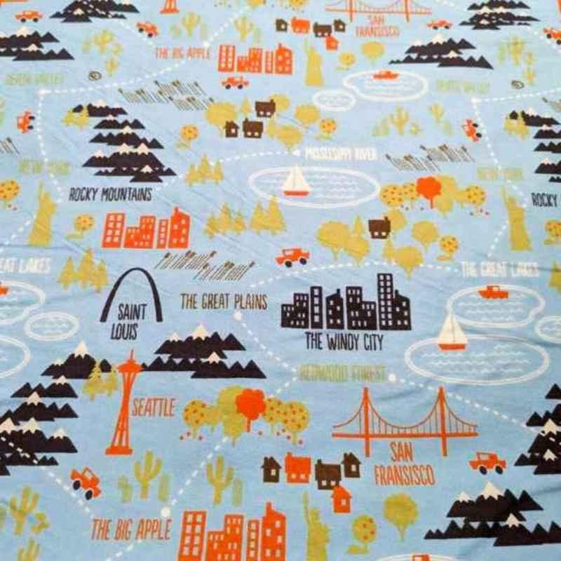 Landmarks, Famous US City FLANNEL fabric