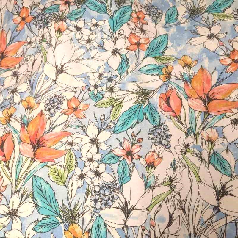 Large Floral FLANNEL in pastel | Fabric Design Treasures