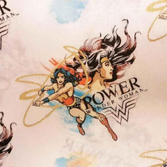 Licensed Superhero Fabric, Wonder Woman Fabric, Metallic Accent