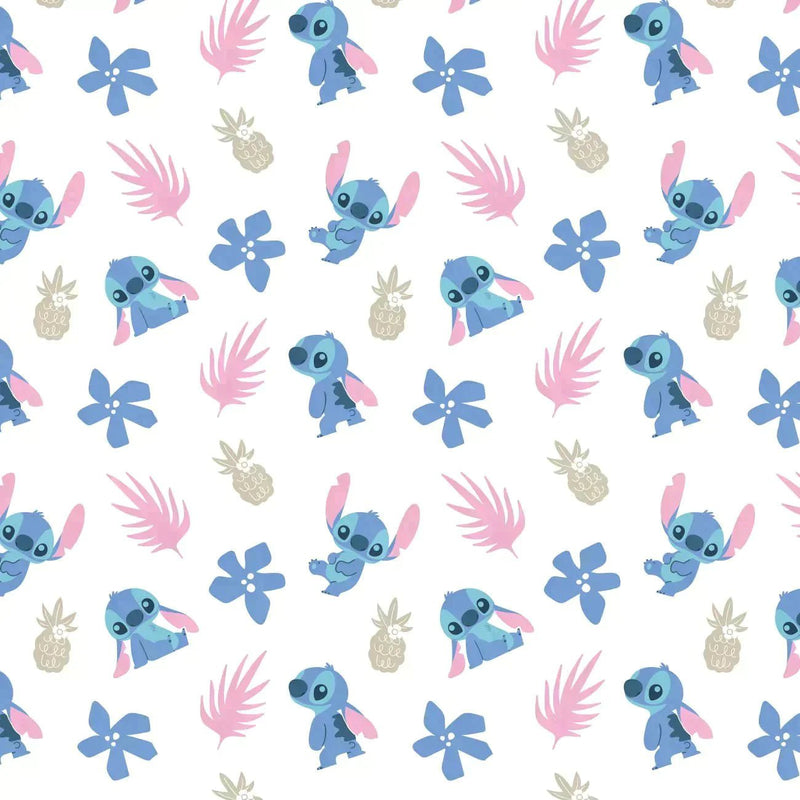 Lilo & Stitch Cotton Fabric, Disney Stitch Garden White | Fabric Design Treasures