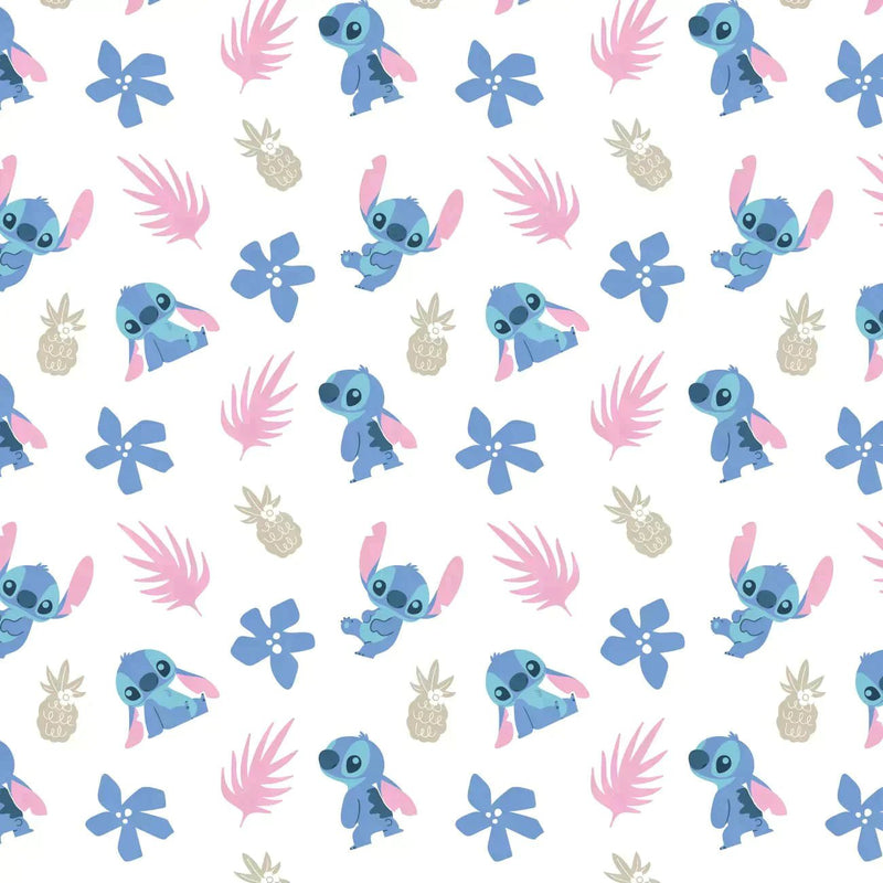 Lilo & Stitch Flannel Fabric Disney Stitch Garden White