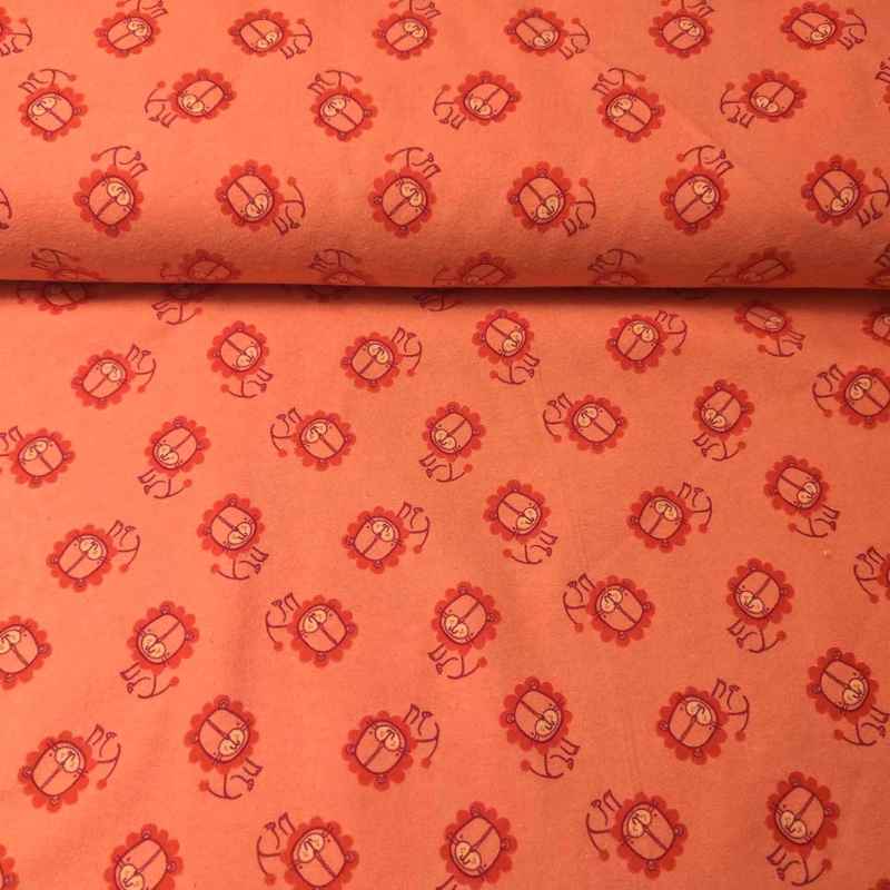 Little Lion FLANNEL on Orange | Fabric Design Treasures