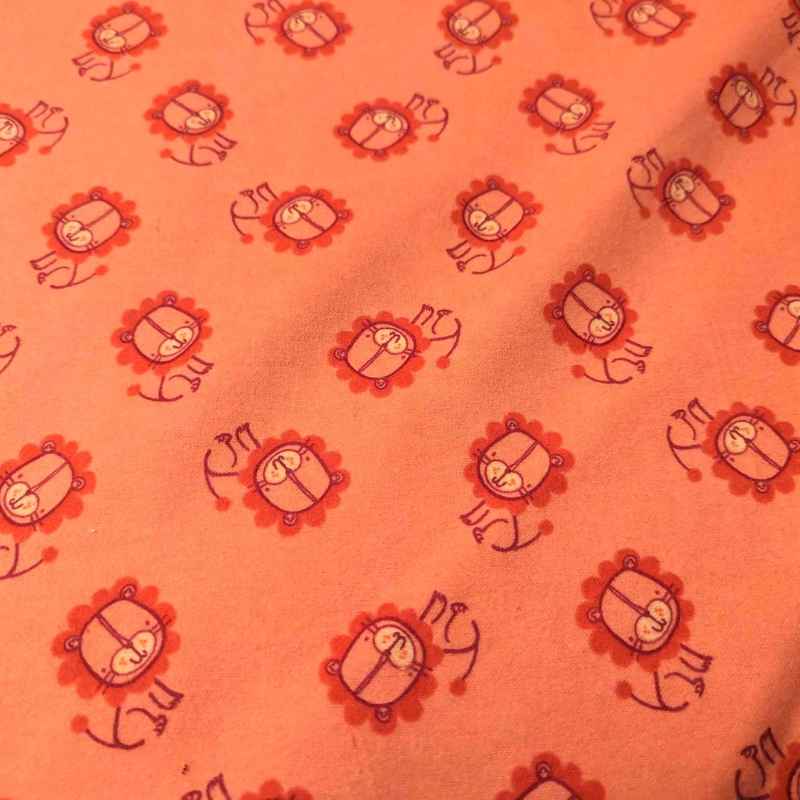 Little Lion FLANNEL on Orange | Fabric Design Treasures