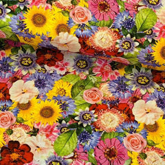 Live Floral Fabric, Rose Fabric, Aster Fabric Daisy Fabric