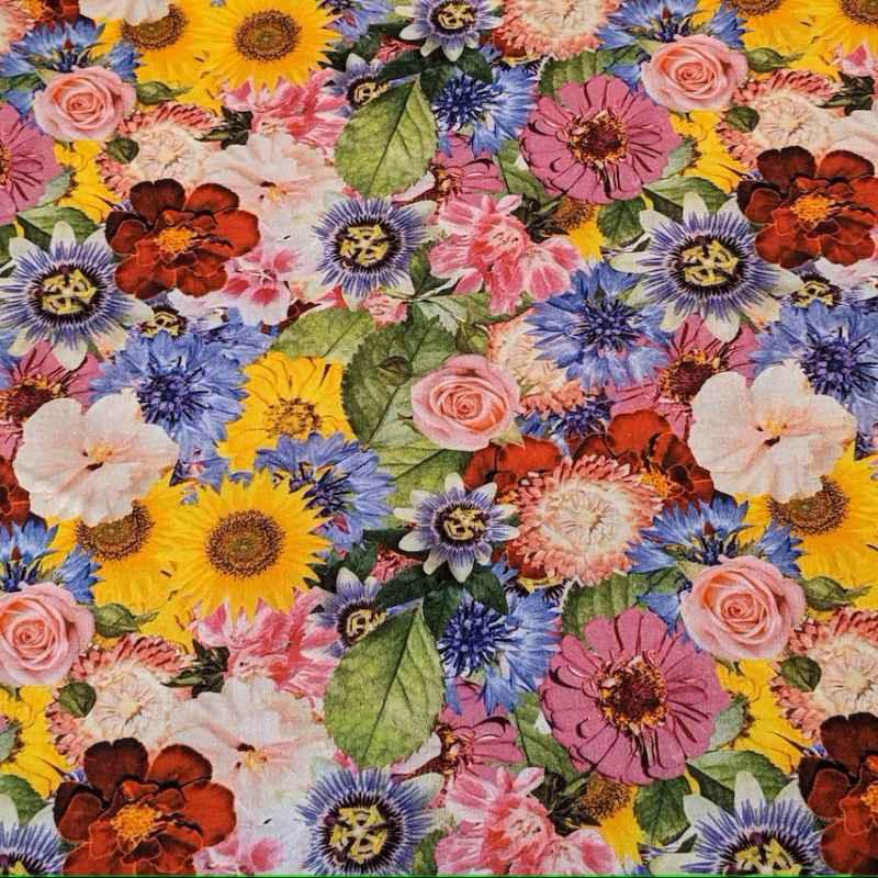 Live Floral Fabric, Rose Fabric, Aster Fabric Daisy Fabric