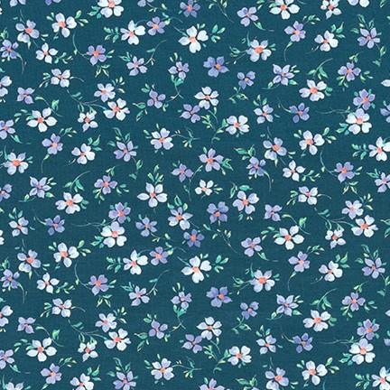 London Calling Navy Flowers Quilting Cotton - Fabric Design Treasures