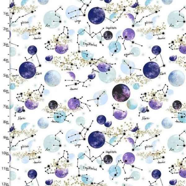 Magical Galaxy - Constellations *Metallic* Cotton fabric