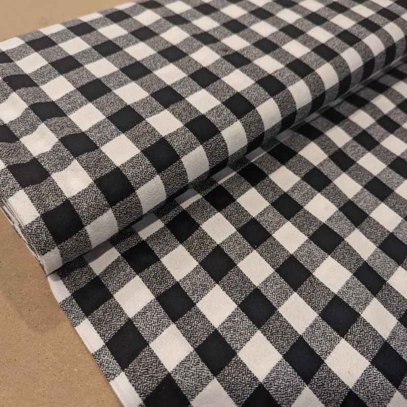 Mammoth Black and White Buffalo Plaid Flannel | Fabric Design Treasures