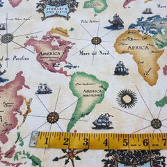 Map of the World in Cream Gold, Map fabric