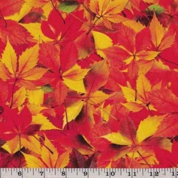Maple Leaves Fabric, 100% Premium Cotton