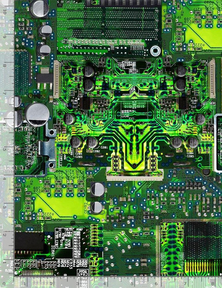 Math and Science Circuit Board Fabric GAIL-C8326 Black