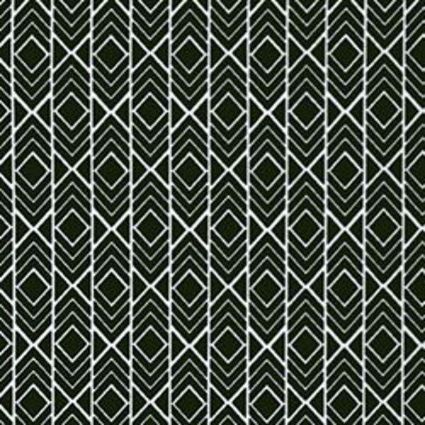 Modern White Geometrical Pattern Fabric in Pepper (Navy)