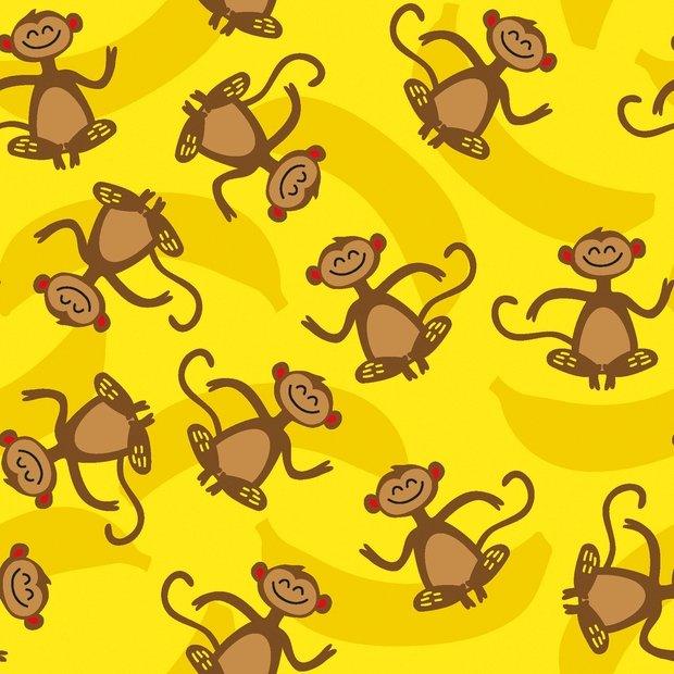 Monkey Toss & Banana Yellow Jersey Knit