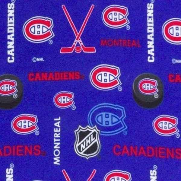 Montreal Canadiens on Blue Flannel 1/2 Yard