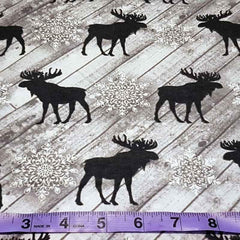 Moose on the Loose Flannel, Moose FLANNEL print on Ecru