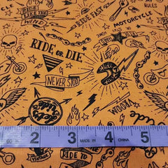 Motorcycle, Born to Ride Fabric, Ride or Die Doodle Fabric