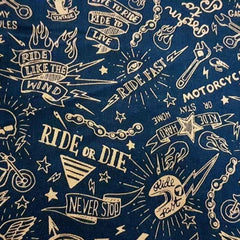Motorcycle, Born to Ride Fabric, Ride or Die Doodle Fabric