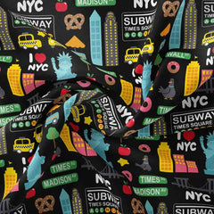 New York Minute - In a NY Minute Collection, Black | Fabric Design Treasures