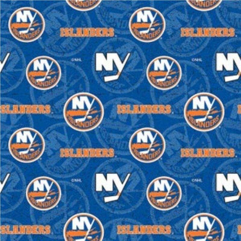 NHL Cotton Fabric - New York Islanders NHL Hockey Fabric | Fabric Design Treasures