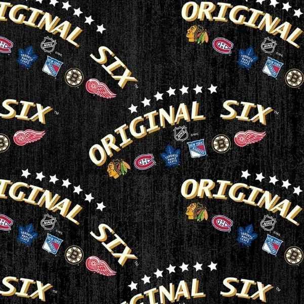 NHL Original Six cotton Fabric, Toss Logos | Fabric Design Treasures