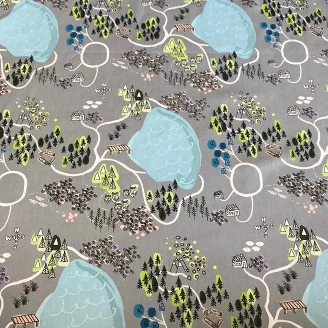 Night Hike in Gravel., Camping Fabric, Woodland Fabric | Fabric Design Treasures