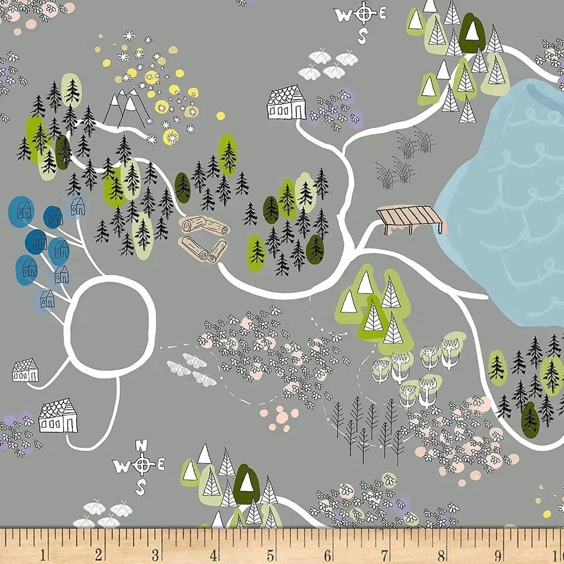 Night Hike in Gravel., Camping Fabric, Woodland Fabric | Fabric Design Treasures