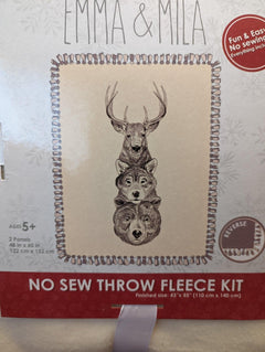 The Hudson No Sew Fleece Throw Kit, Stag, Wolf and Bear | Fabric Design Treasures