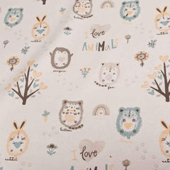 Nursery FLANNEL, Woodland Animals flannel on Cream | Fabric Design Treasures