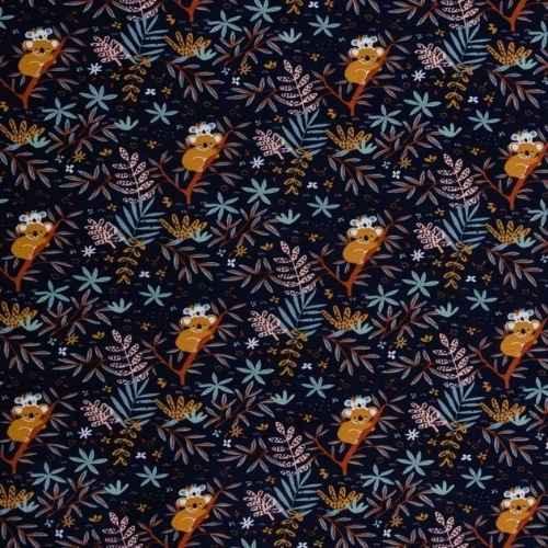 Organic Jersey, Oeko-Tex Standard 100 - Koala on Navy | Fabric Design Treasures