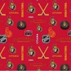 Ottawa Senators Flannel on Red 1/2 Yard | Fabric Design Treasures