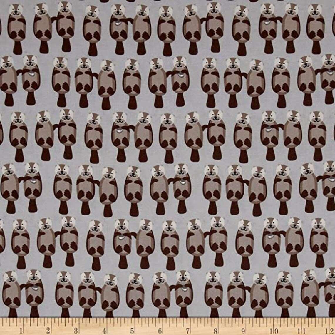 Otter Fabric, Otterrific in Grey, Digital Print Fabric | Fabric Design Treasures