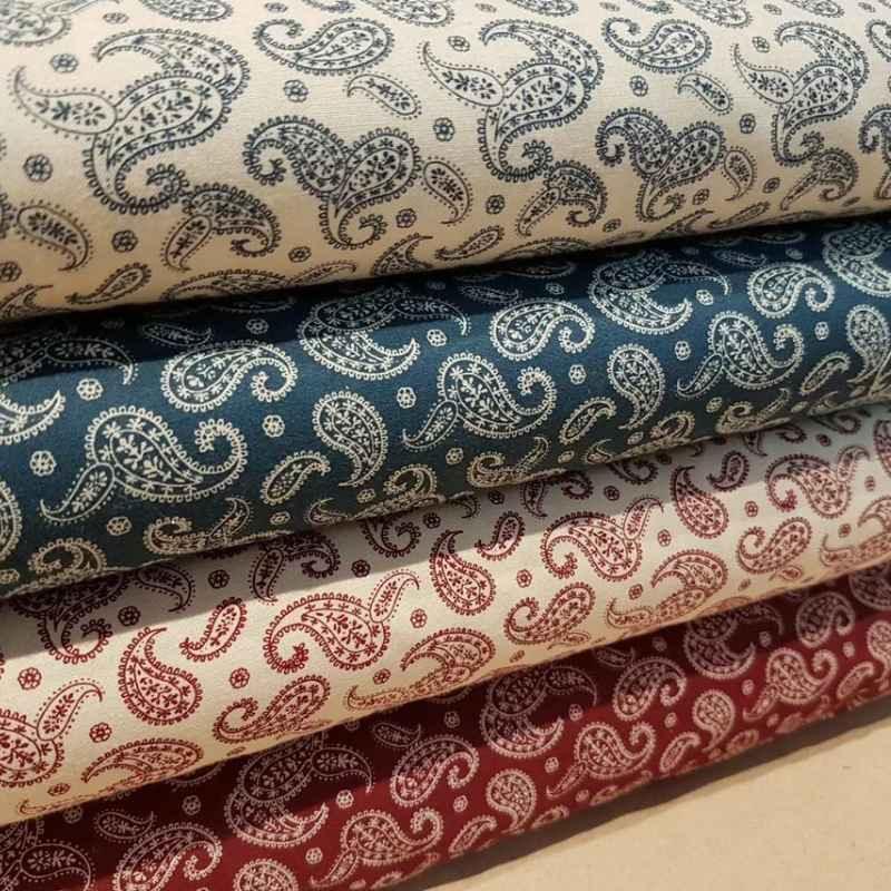 Paisley Fabric, Santee Print, Burgundy or Cream Paisley Fabric | Fabric Design Treasures