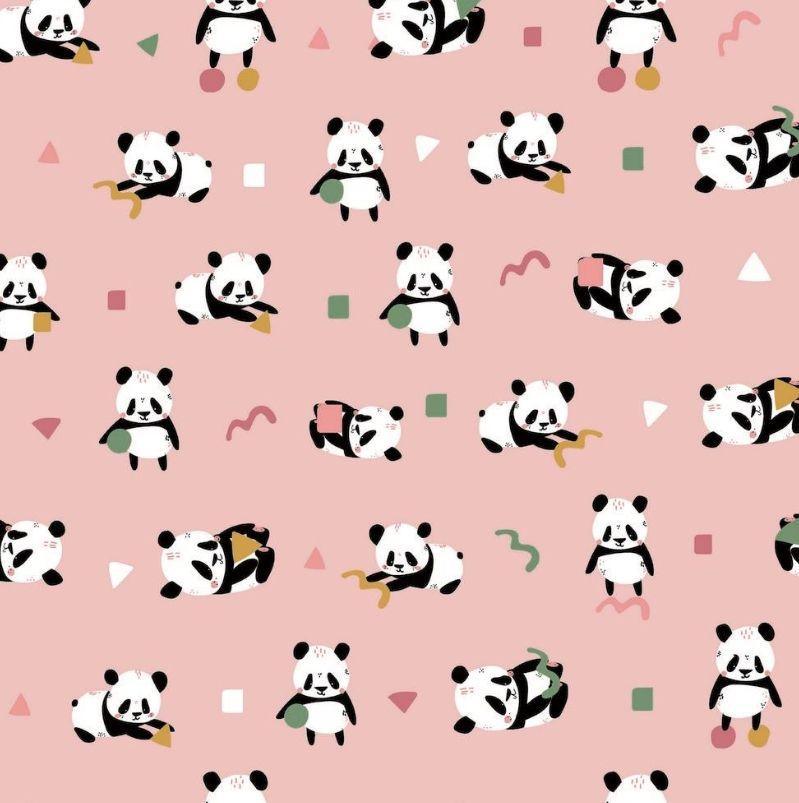 Panda Panda at Play on Pink Organic Jersey Knit | Fabric Design Treasures