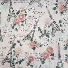 Paris fabric, Eiffel Tower Fabric, Rose Fabric with Glitter - Fabric Design Treasures