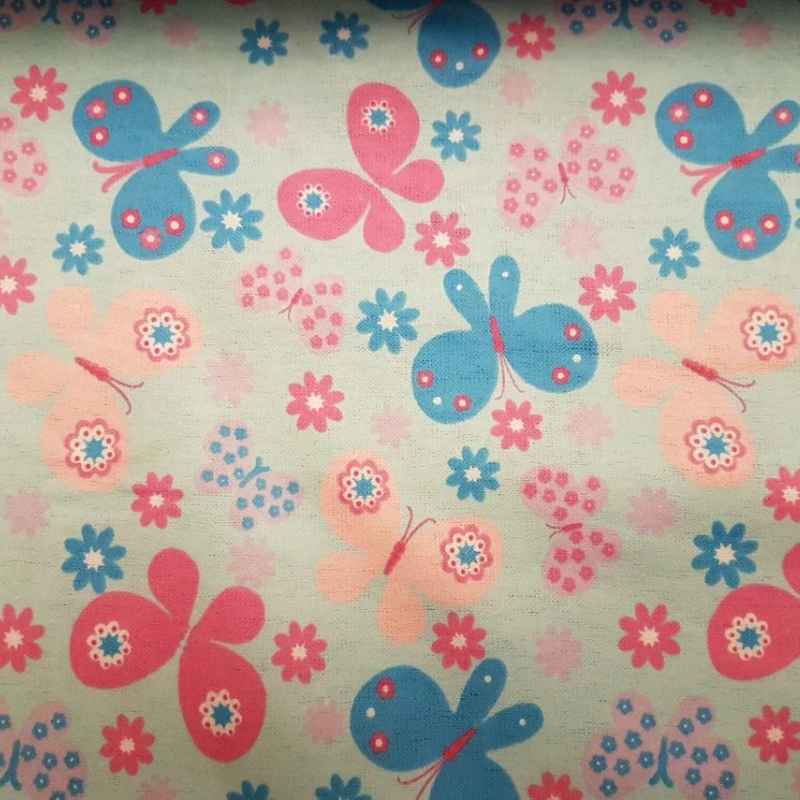 Pastel Butterfly FLANNEL on Light Blue | Fabric Design Treasures