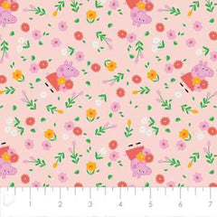 Peppa the Pig FLANNEL in Pink, Bunches of Flowers | Fabric Design Treasures