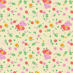 Peppa the Pig FLANNEL in Yellow, Bunches of Flowers | Fabric Design Treasures