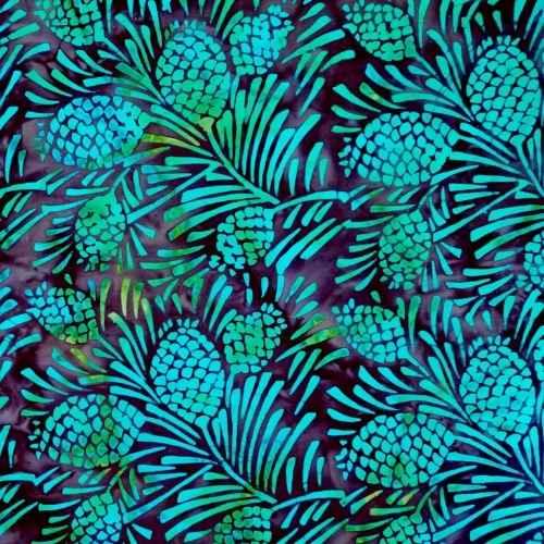 Pineapple Batik Fabric by Mirah Blue Bounty Java Grass | Fabric Design Treasures